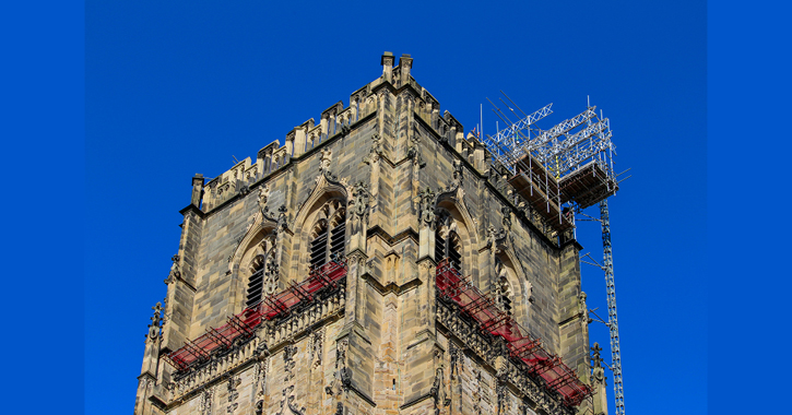 scaffolding on Durham Cathedral central tower